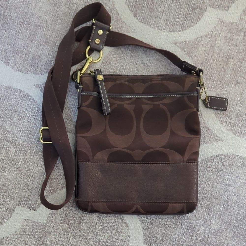 Brown Canvas Crossbody Bag Coach